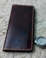Vintage Leather Bifold Mens Long Wallet Leather Long Wallets for Men