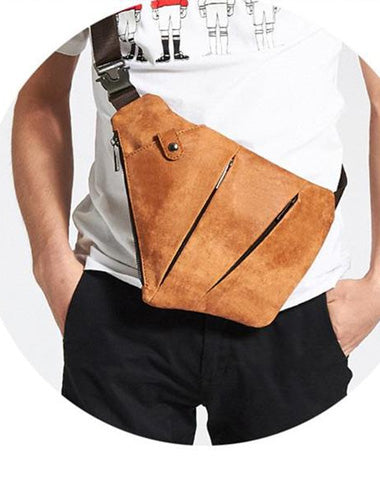 Leather Mens Cool Sling Bag Crossbody Bag Chest Bag for men