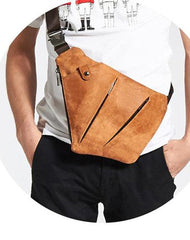 Leather Mens Cool Sling Bag Crossbody Bag Chest Bag for men