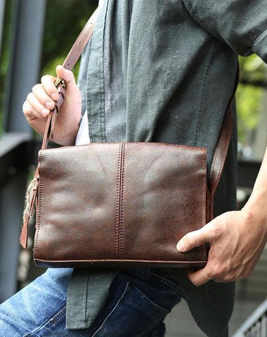 Cool Leather Mens Small Messenger Bag Shoulder Bag for men