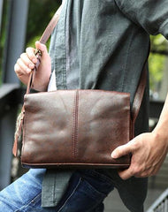 Cool Leather Mens Small Messenger Bag Shoulder Bag for men