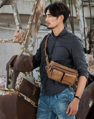 Vintage Leather Fanny Packs Mens Waist Bag Hip Pack Belt Bag for Men