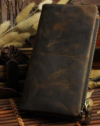 Cool Leather Mens Long Wallet Vintage Leather Long Wallet for Men