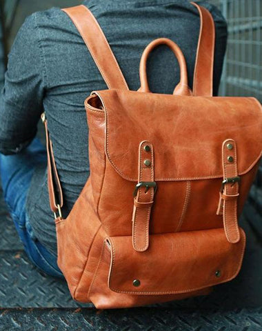 Cool Brown Mens Leather Backpack Cool Travel Backpacks School Backpacks for men