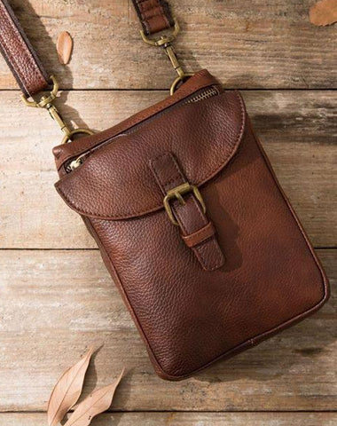 Cool Leather Coffee Belt Pouches Mens Waist Bag Shoulder Bag for Men