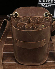 Cool Leather Mens Hairstylist Tool case barber pouch scissors case Belt Pouch Waist Bag