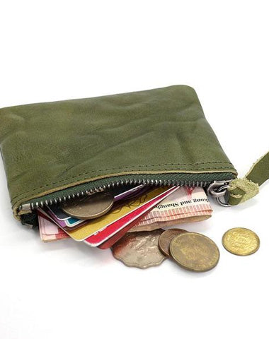 Leather Mens Zipper Front Pocket Wallet Small Wallet Card Wallet Change Wallet for Men