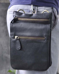 Mens Leather Small Side Bag COURIER BAG Waist Pouch Holster Belt Case Belt Pouch for Men