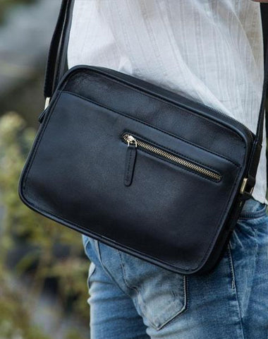 Cool Leather Mens Small Messenger Bags Shoulder Bag  for Men