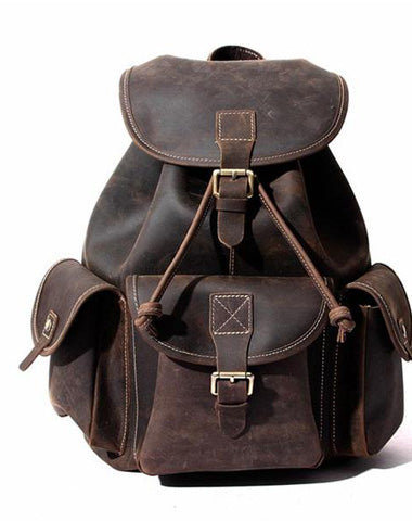 Cool Leather Mens Backpacks Travel Backpack Leather School Backpack for Men