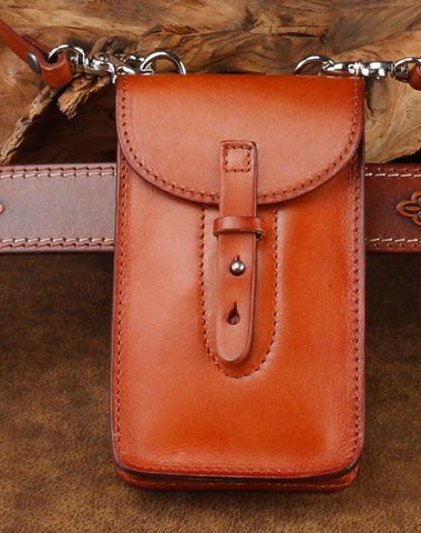 Cool Leather Mens Biker Cell Phone Holster Belt Pouch Side Waist Bag Shoulder Bag for Men