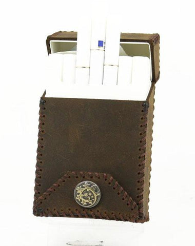 Cool Handmade Leather Mens Coffee Cigarette Holder Case for Men