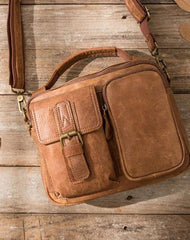 Cool Leather Small Mens Messenger Bags Small Shoulder Bags  for Men