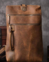 Genuine Leather Mens Cool Chest Bag Sling Bag Crossbody Bag Travel Bag Hiking Bag for men