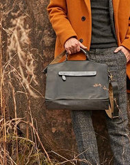 Mens Black Leather Large Briefcase Handbag Work Bag Business Bag for Men