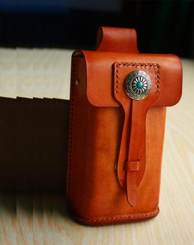 Handmade Cool Leather Cell Phone Holsters Belt Pouch Mens Waist Bag for Men