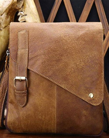 Cool Leather Mens Small Side Bag Messenger Bag Shoulder Bag for Men
