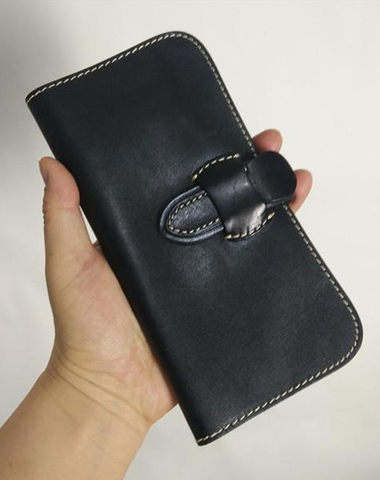 [On Sale] Handmade Vintage Mens Leather Long Wallets Cool Long Wallet for Men