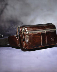 Cool Leather Mens Fanny Pack Waist Bag Hip Pack Belt Bag Bumbag for Men
