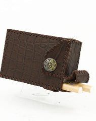 Cool Handmade Coffee Leather Mens Engraved Cigarette Holder Case for Men