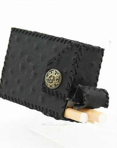 Handmade Cool Leather Mens Vintage Black Cigarette Holder Case Cigarette Holder for Men