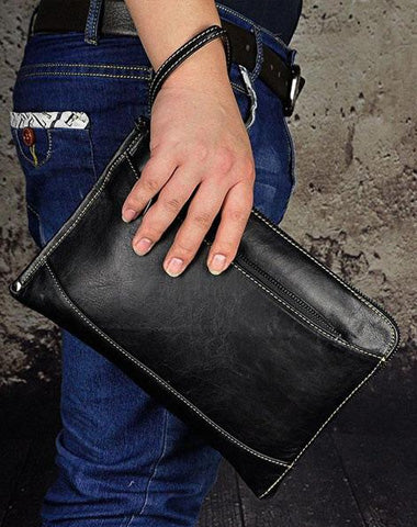 Large Leather Mens Wristlet Bag Wristlet Wallet Side Bag Clutch Wallet for Men