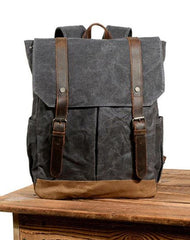 Waxed Canvas Leather Mens Backpacks Canvas Travel Backpack Canvas School Backpack for Men