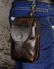 Small Mens Leather Belt Pouch Holsters Belt Cases Cell Phone Waist Pouch for Men