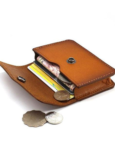 Handmade Leather Mens Change Wallet Card Wallet Front Pocket Wallets Small Wallets for Men