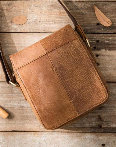 Cool Leather Small Mens Messenger Bags Shoulder Bags for Men