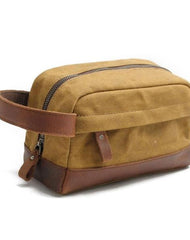 Cool Waxed Canvas Leather Mens Wristlet Bag Vintage Clutch Zipper Bag for Men