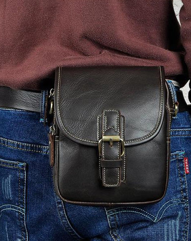Cool Mens Leather Side Bag Belt Pouch Holster Belt Case Waist Pouch for Men