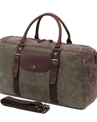 Mens Waxed Canvas Leather Large Weekender Bag Canvas Travel Bag for Men