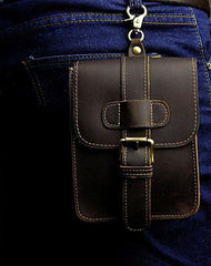 Small Leather Belt Pouch Mens Holsters Belt Cases Cell Phone Waist Pouch for Men