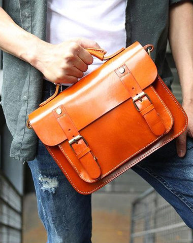 Cool Leather Mens Messenger Bag Handbag Shoulder Bag for men