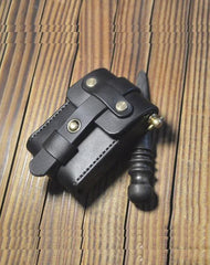 Leather Black Mens Cigarette Case Cigarette Holder Belt Pouch with Belt Loop for Men