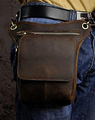 Biker Mens Leather Drop Leg Bags Waist Bag Belt Pouch Pack Sides Bags for Men