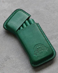 Handmade Green Leather Womens 10pcs Cigarette Holder Case Cool Custom Cigarette Case for Women