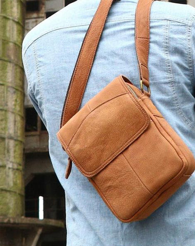 Cool Vintage Leather Small Mens Messenger Bags Shoulder Bags for Men