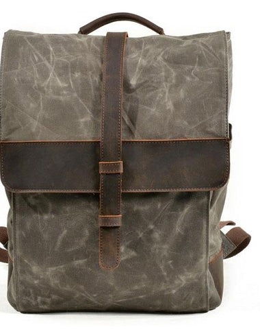 Waxed Canvas Leather Mens Backpack Canvas Travel Backpacks Canvas School Backpack for Men