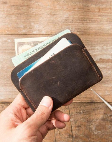 Vintage Leather Mens Card Holders Slim Front Pocket Wallet Card Wallets for Men