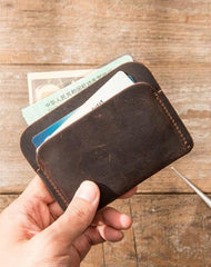 Vintage Leather Mens Card Holders Slim Front Pocket Wallet Card Wallets for Men