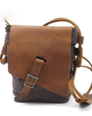 Cool Mens Waxed Canvas Leather Small Courier Bags Canvas Side Bags Messenger Bag for Men