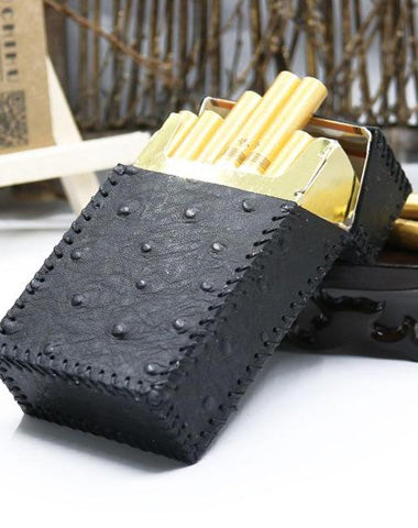 Cool Leather Cigarette Holder Handmade Leather Mens Black Cigarette Holder Case for Men