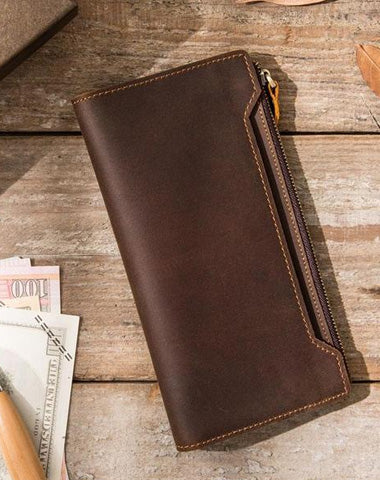Vintage Cool Mens long Wallet Leather Wallet Long Wallet for Men