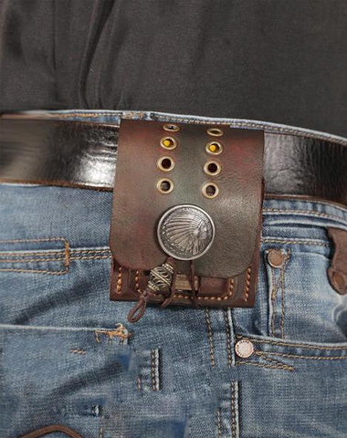 Cool Mens Leather Indian CIGARETTE HOLDER CASE WITH Zippo LIGHTER HOLDER FOR MEN