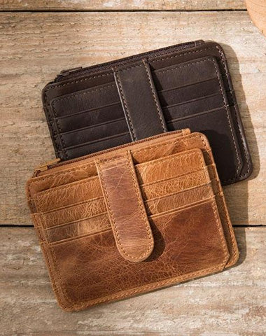 Leather Mens Slim Card Holder Front Pocket Wallet Card Wallets for Men