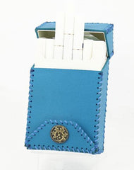 Cool Handmade Leather Mens Blue Cigarette Holder Case for Men