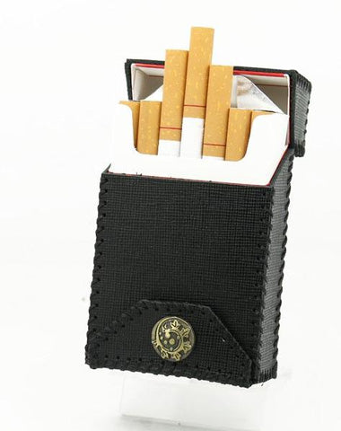 Handmade Cool Leather Mens Black Cigarette Holder Case Cigarette Holder for Men