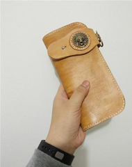 [On Sale] Badass Mens Leather Biker Chain Wallets Handmade Long Biker Wallet with Chain
